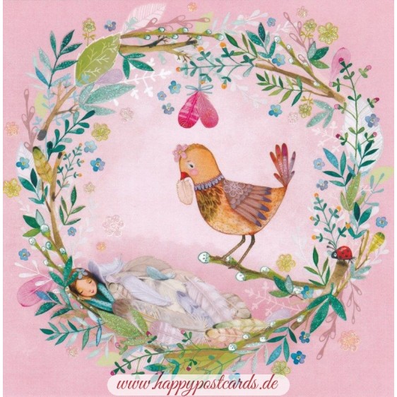 Vogel im Kranz - Mila Marquis Postkarte