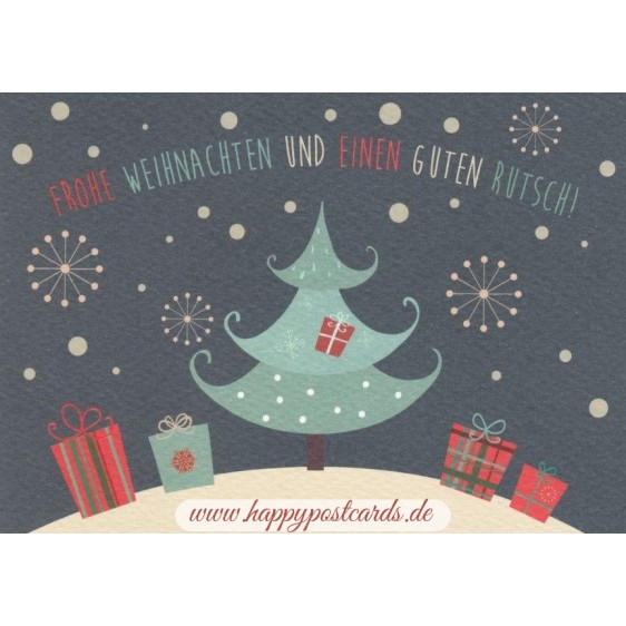 Merry Christmas: Christmas tree and gifts - Postcard