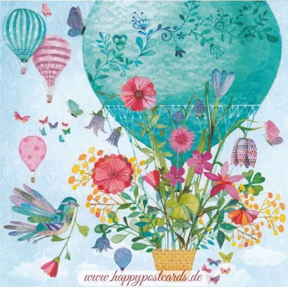 Hot-air Balloon with flowers - Mila Marquis Postcard
