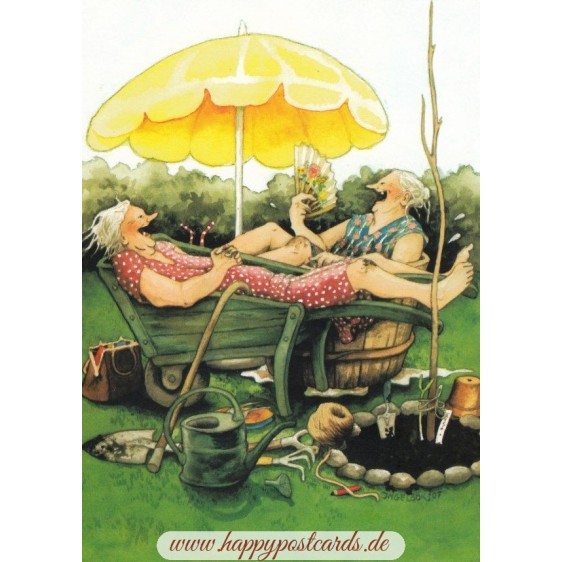 20 - Old Ladies in pushcart and tub - Postcard