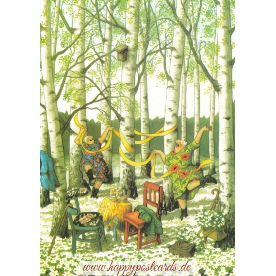 36 - Old Ladies in birch forest - Postcard