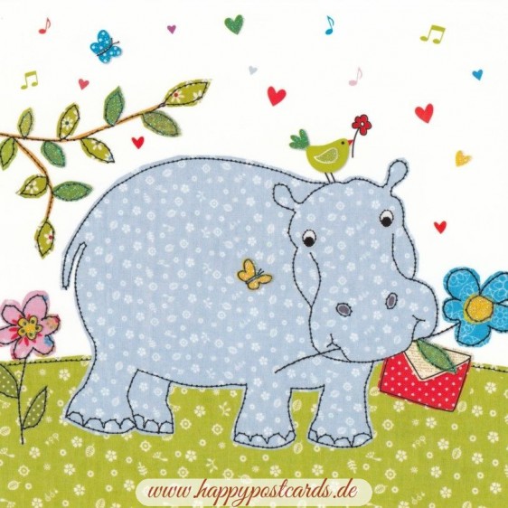 Hippo mit Brief - Carola Pabst Postkarte