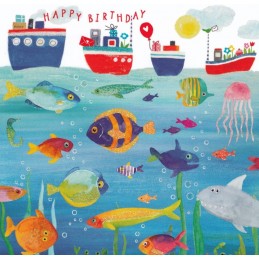 Fische mit Happy Birthday - Carola Pabst Postkarte
