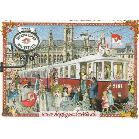 Wien, Trambahn - Tausendschön - Postkarte