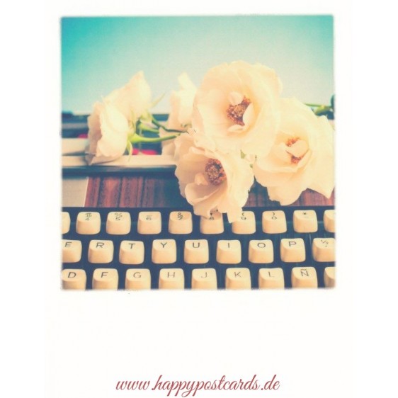 Schreibmaschine mit Blumen - PolaCard