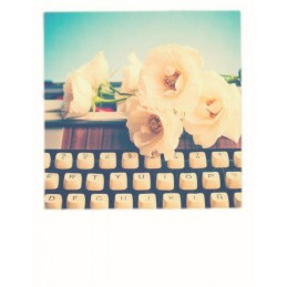 Schreibmaschine mit Blumen - PolaCard