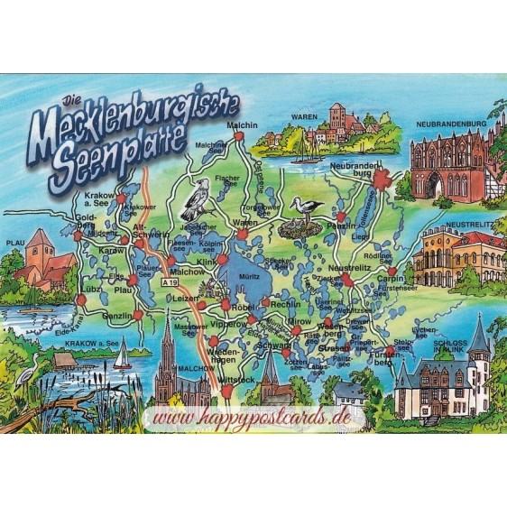 Mecklenburgische Seenplatte 2 - Map - Postkarte