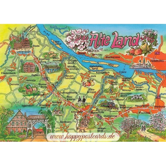 Das Alte Land - Map - Postkarte