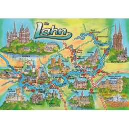 Die Lahn - Map - Postkarte