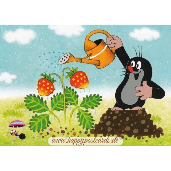 The Mole with a watering can - Krtek - Postcard