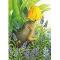 117 - Hedgehog and grape hyacinth - Postcard