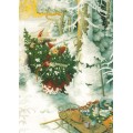 54 - Old Ladies with Christmastree and Snowghost - Postcard