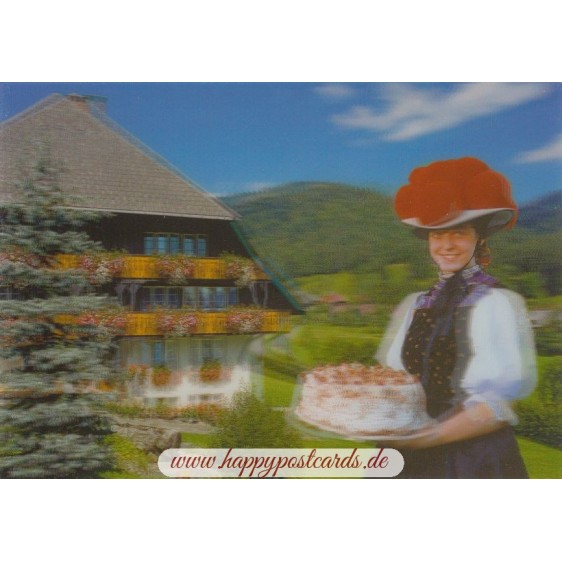 3D Black Forest with cake - 3D Postcard