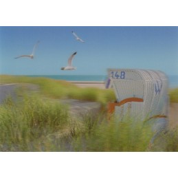 3D Strandkorb am Meer - 3D Postkarte