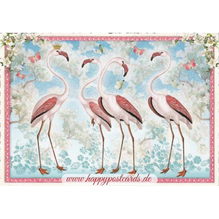 Postkarte//Flamingo