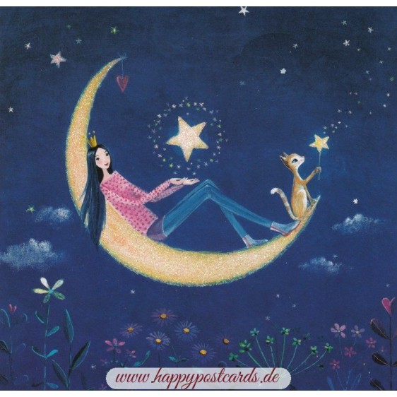 Frau mit Mond - Mila Marquis Postkarte