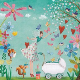 Baby buggy with fairy - Mila Marquis Postcard