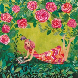 Mädchen mit Rosen - Mila Marquis Postkarte