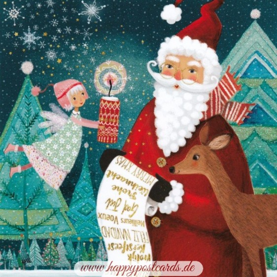 Santa Claus with wish list - Mila Marquis Postcard