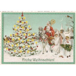 Santa Claus on a horse - Tausendschön - Postcard