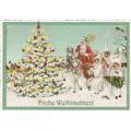 Weihnachtsmann auf Pferd - Tausendschön - Weihnachtskarte