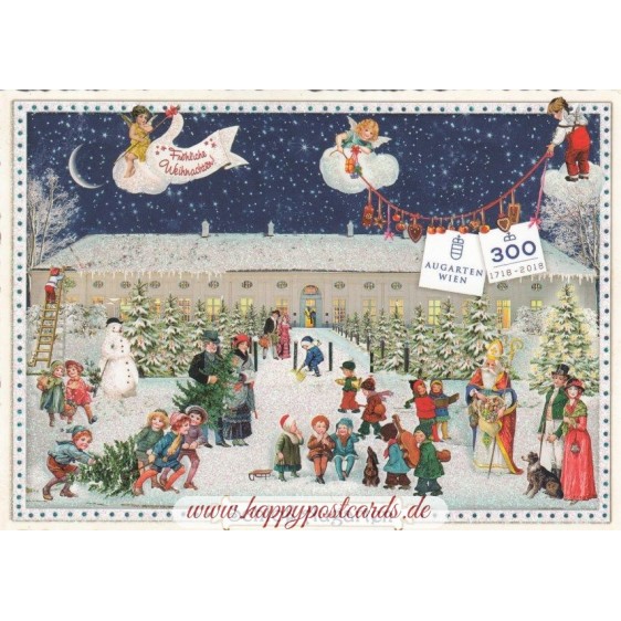 Fröhliche Weihnachten - Schloß  Augarten - Tausendschön - Weihnachtskarte
