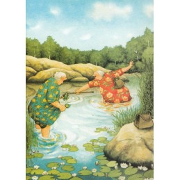 58 - Frauen angeln Flaschenpost - Löök Postkarte