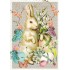 Frohe Ostern - Hase mit Frühlingsblumen - Tausendschön - Osterkarte