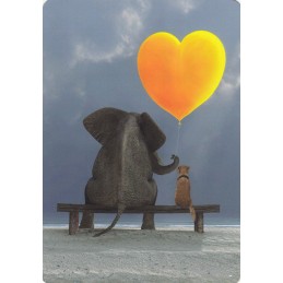 Elefant mit Hund - Medley-Postkarte
