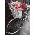 Fahrrad mit bunten Blumen - Kontraste - Postkarte