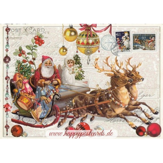 Santa Claus on his sledge - Tausendschön - Postcard