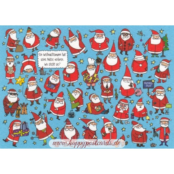 Wo ist die verlorenen Mütze vom Weihnachtsmann?- Christmas Postcard