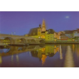 3D Regensburg - Abenddämmerung - 3D Postkarte