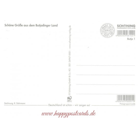 Butjadinger Land - Map - Postcard