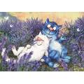 Lavender - Blue Cats - Postcard