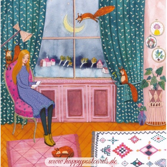 Lesende Frau - Mila Marquis Postkarte