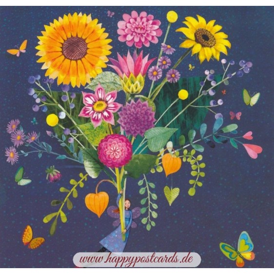 Strauß mit Sonnenblumen - Mila Marquis Postkarte