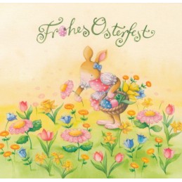 Frohes Osterfest - Bunny with Flowers - Nina Chen Postcard