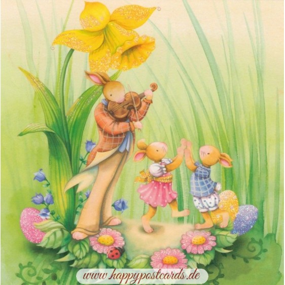 Hasen mit Osterglocke - Nina Chen Postkarte