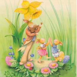 Hasen mit Osterglocke - Nina Chen Postkarte