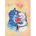 Amore - Blaue Katzen - Postkarte