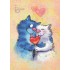 Amore - Blue Cats - Postcard