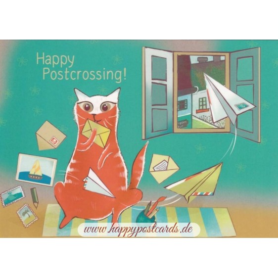 Happy Postcrossing - Luftpost - Postkarte