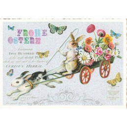 Frohe Ostern - Bunny on carriage - Tausendschön - Postcard