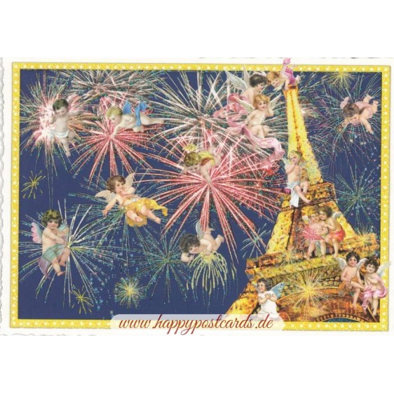 Paris - Eiffelturm mit Feuerwerk - Tausendschön Postkarte