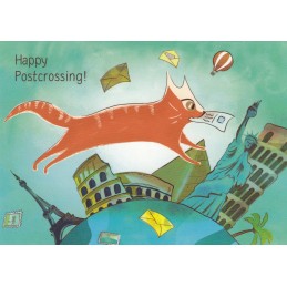 Happy Postcrossing - Um die Welt - Postkarte