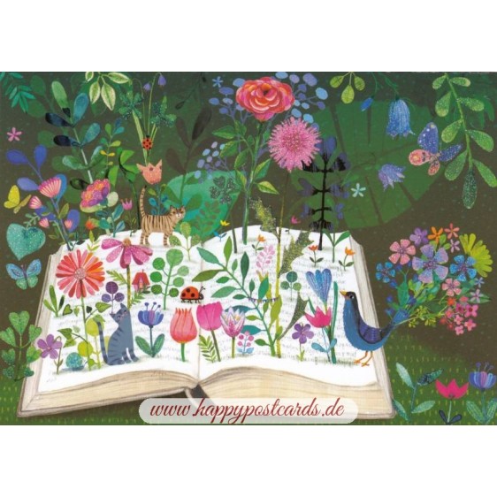 Buch mit Blumen - Mila Marquis Postkarte