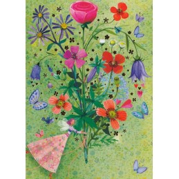 Elfe mit Blumenstrauß- Mila Marquis Postkarte