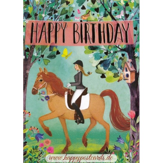 Happy Birthday - Reiterin - Mila Marquis Postkarte