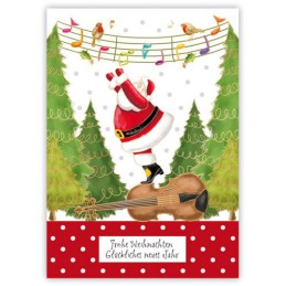 Frohe Weihnachten - Nikolaus auf Geige - Quire Weihnachtskarte